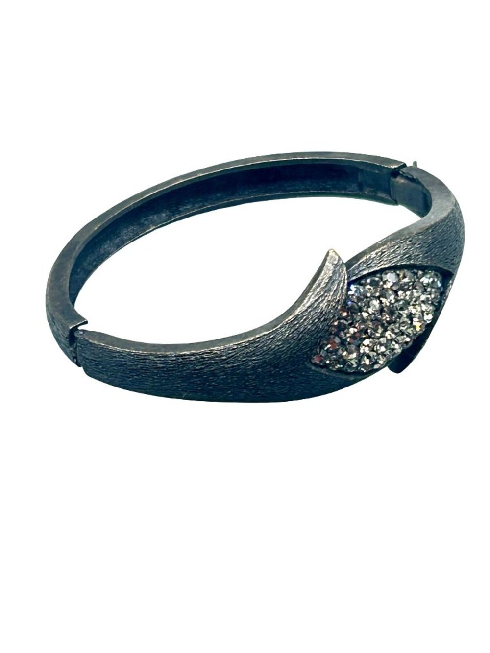 REBEL DESIGNS Hinged Bangle Bracelet Antiqued Color Metal And Crystals